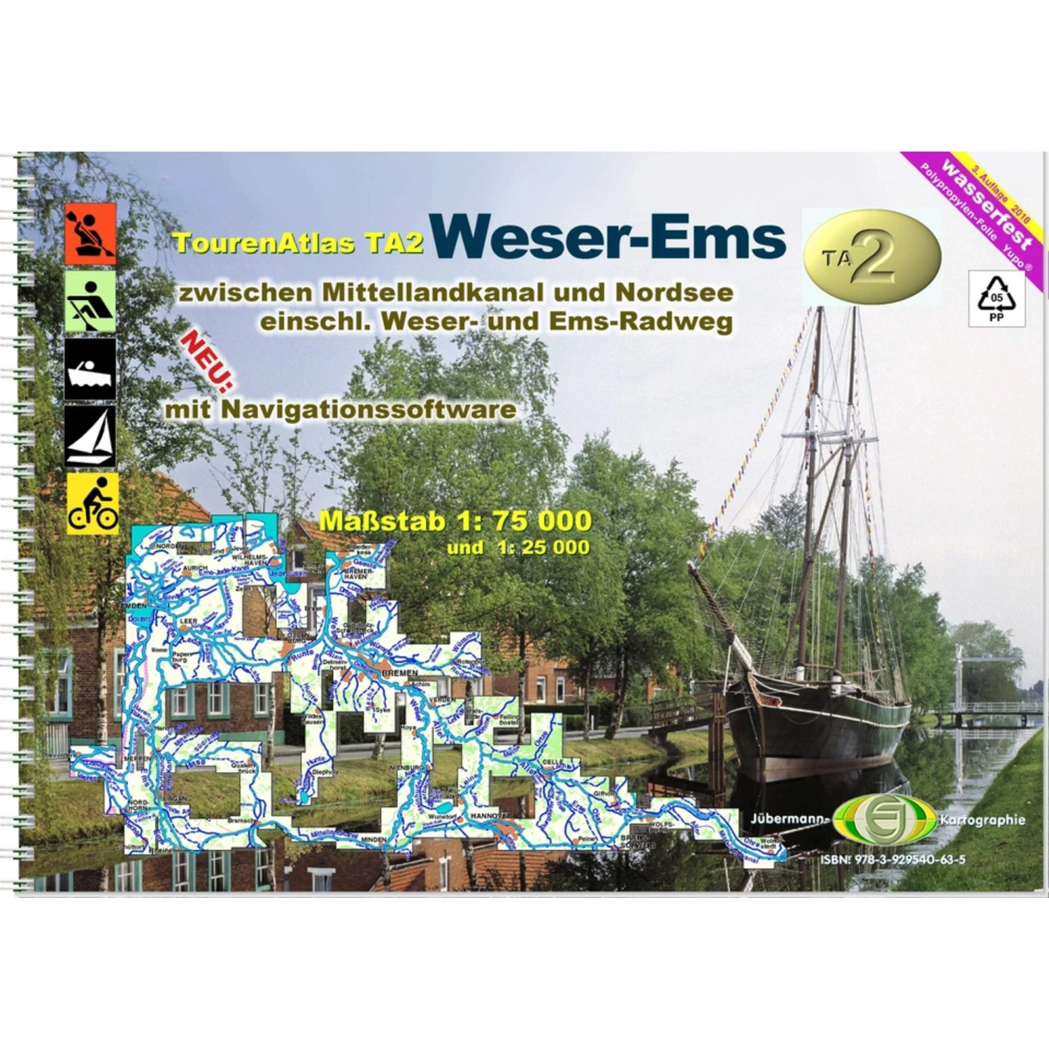 TOURENATLAS TA2 WASSERWANDERN 02 WESER-EMS - Wasserkarte